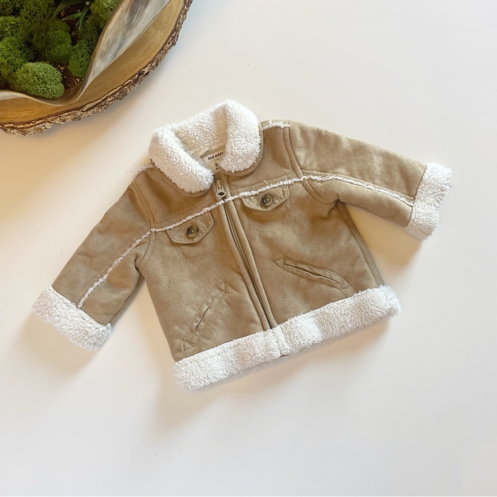 Old Navy Faux Suede / Sherpa Jacket | 3-6m